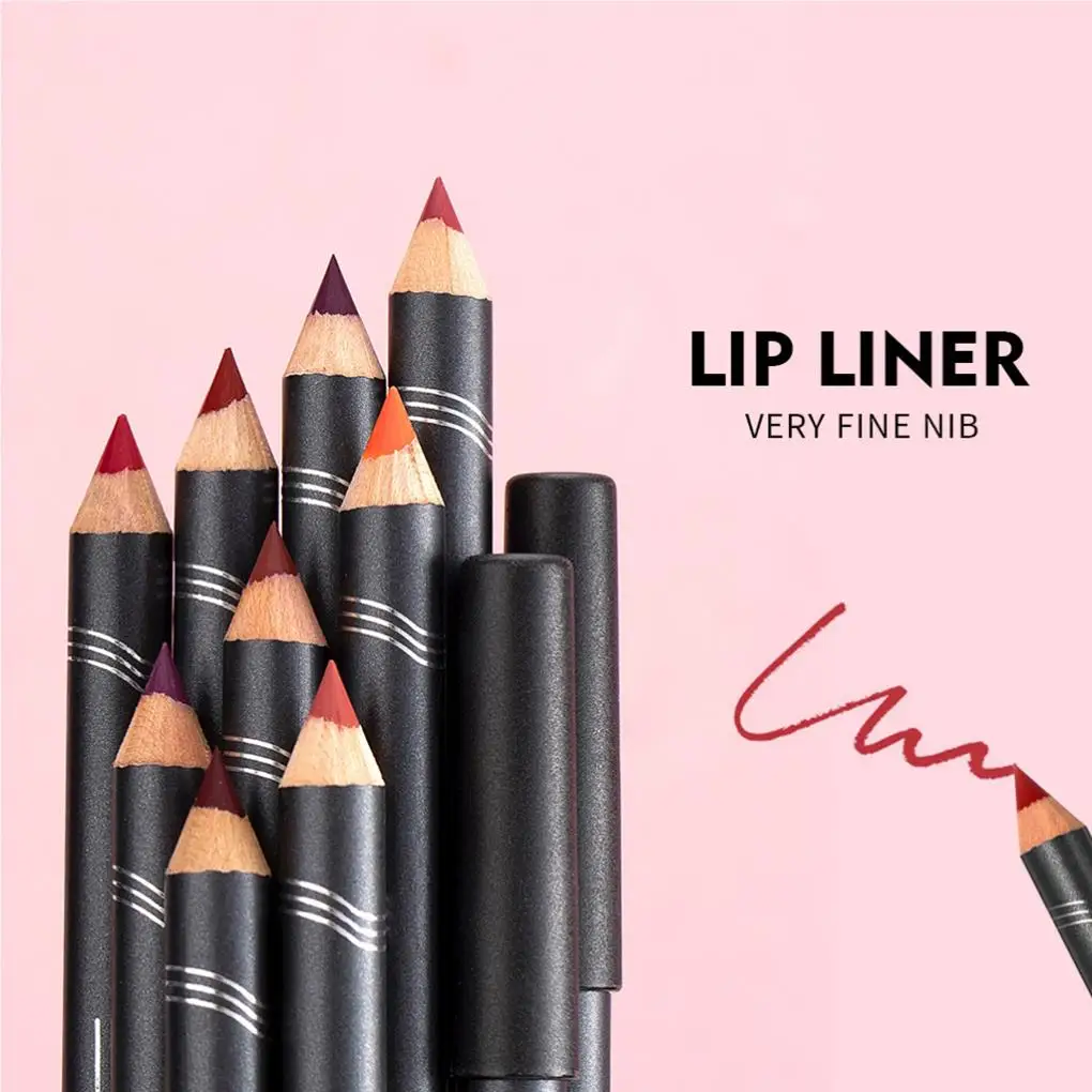 Lápis Universal Matte Lip Liner para mulheres, canetas de batom, acessório de maquiagem cosmética, ferramentas de maquiagem, 12 pcs