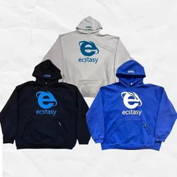 Streetwear Hoodie Ecstasy Letter Graphic Printed Pullover Unisex Y2K Style Extra Large Harajuku Sweatshirt Hip Hop Hoodie Ladies