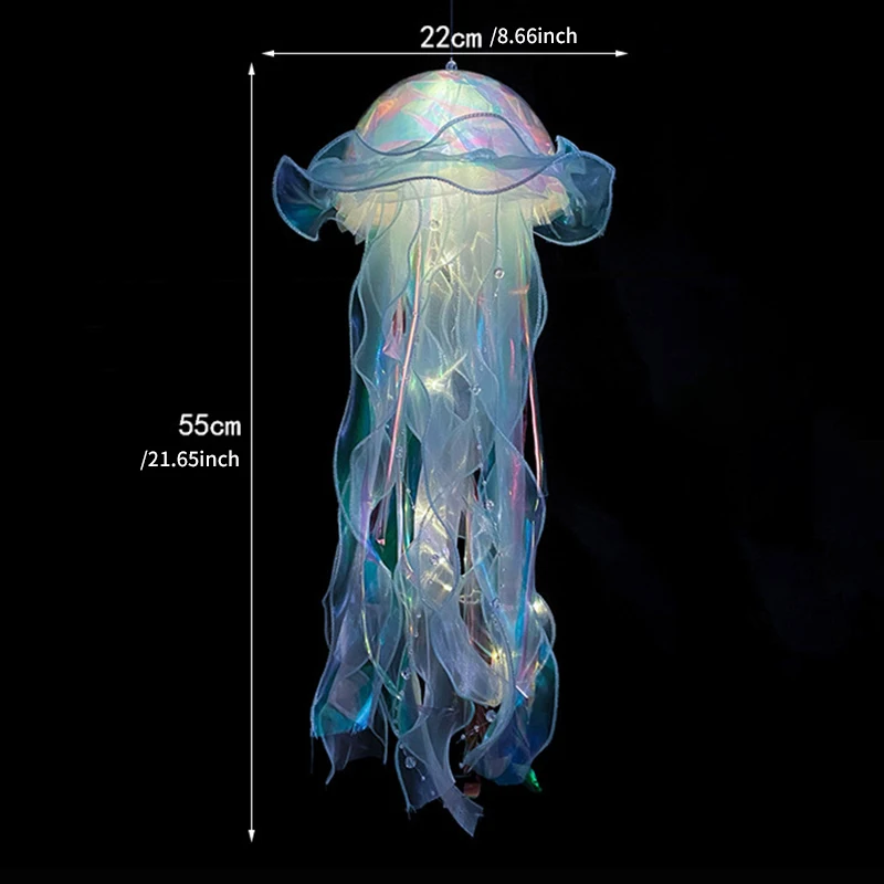 Jellyfish Lamp Mermaid Flower Hanging Pink Lantern Girl Room Decoration Princess Bedroom Wind Chimes Pendant Night Lamp