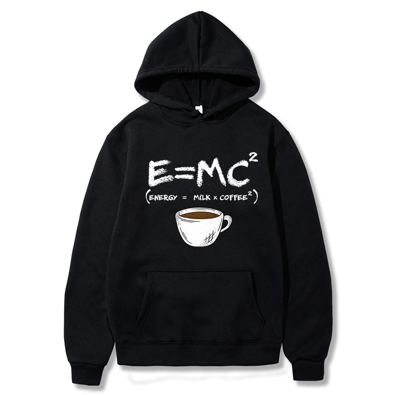 

Energy=Milk+Coffee Printing Men Clothing Casual Breathable Hoodie Funny Fleece Loose Sportswear Street Oversized Menswear Hoody