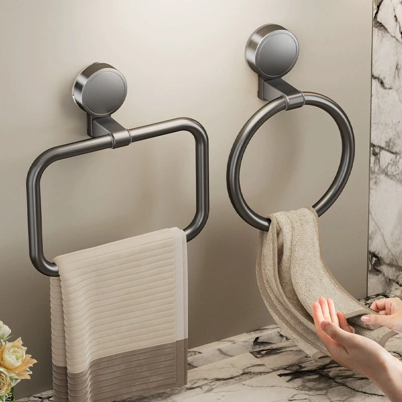 No Need To Drill Suction Cup Bathroom Towel Ring Kitchen Rag Rack Toilet Wall Hanging Hand Towel Ring Kitchen Rag Rack