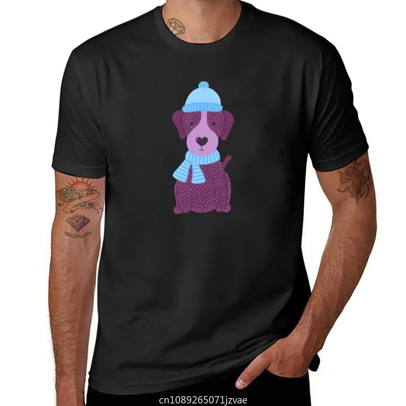 Purple puppy with hat and scarf T-Shirt quick drying for a boy heavyweights mens tall t shirts