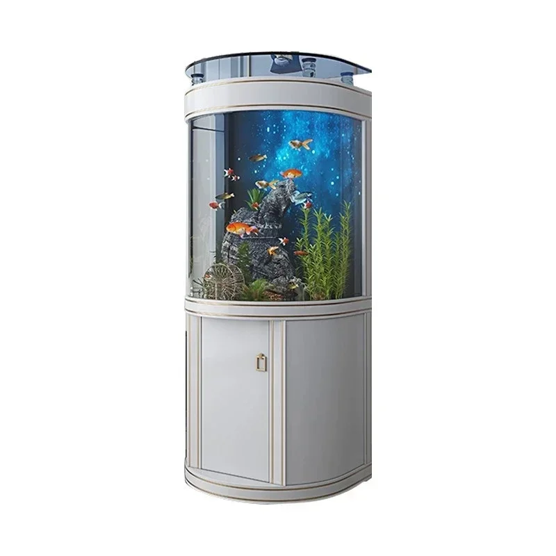 

Semicircle Bottom Filter Glass Aquarium Ecological Fish Tank Light Luxury Fish Tank Living Room Home TV Cabinet
