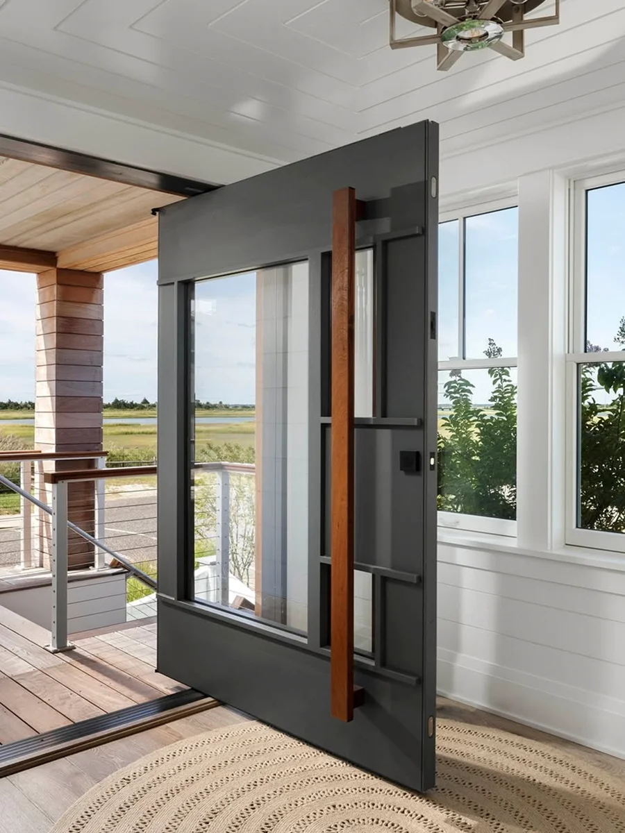 Luxury Design Thermal Break Aluminum Pivot Entrance Door Soundproof Weatherproof for Modern Villa Hurricane Proof Pivot Doors