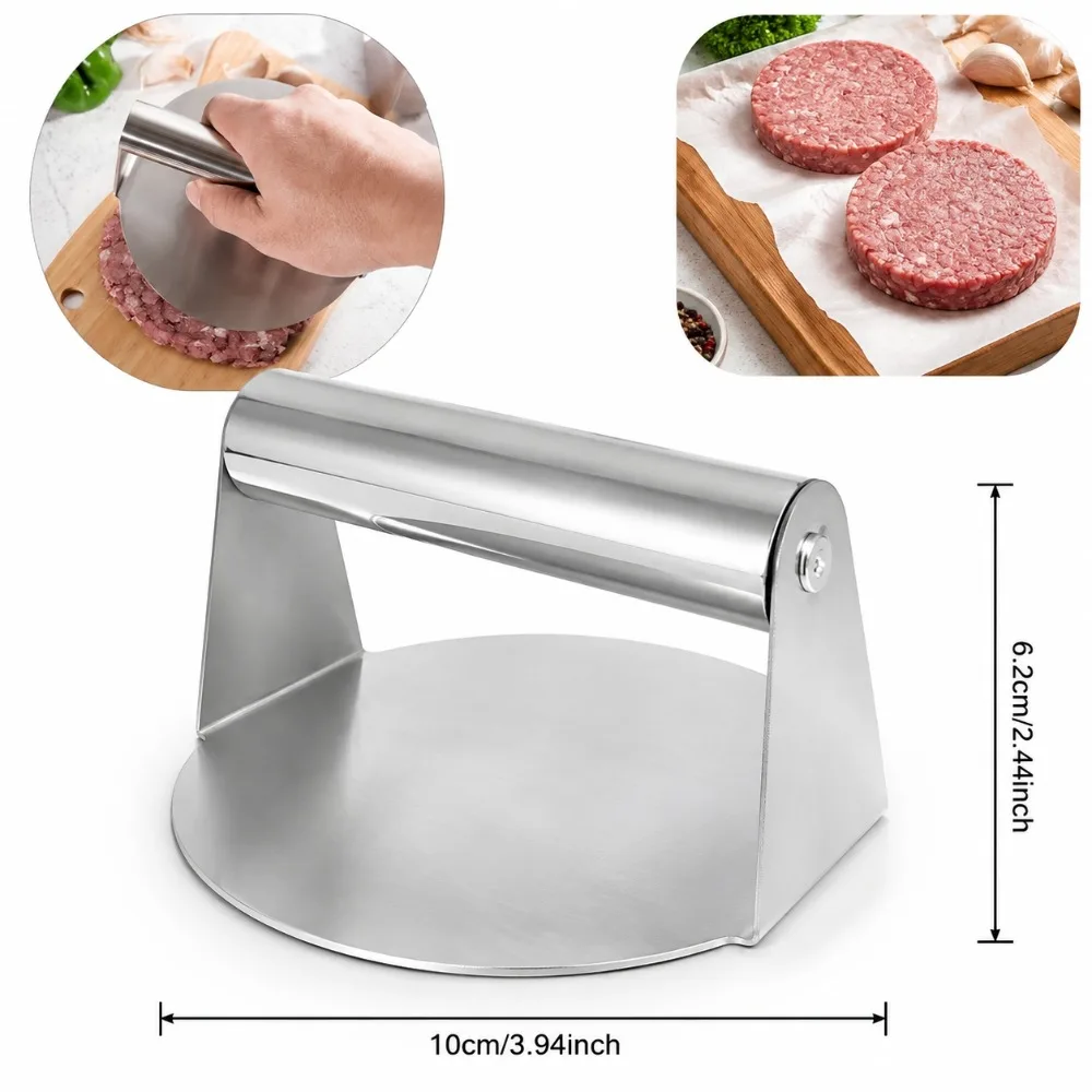 Smash Burger Press Heavy Duty Stainless Steel Smash Burger Press Non Stick Patty Maker BBQ Grilling Outdoor Kitchen Tools Supply