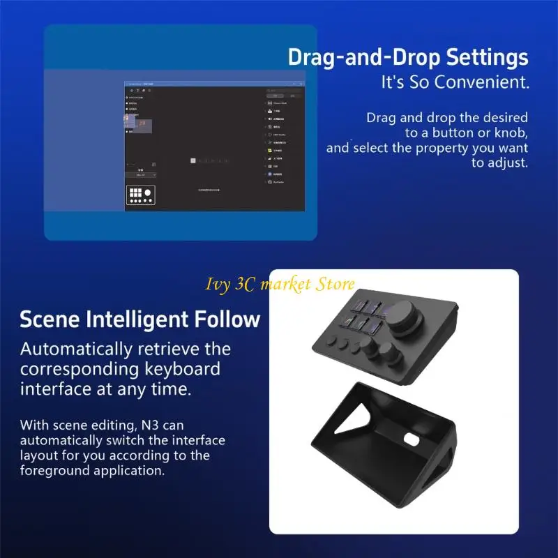 D7YC Клавиатура Экранная ручка Настройка Макрос Мини-клавиатура Визуальная настольная консоль для настольного компьютера подарок