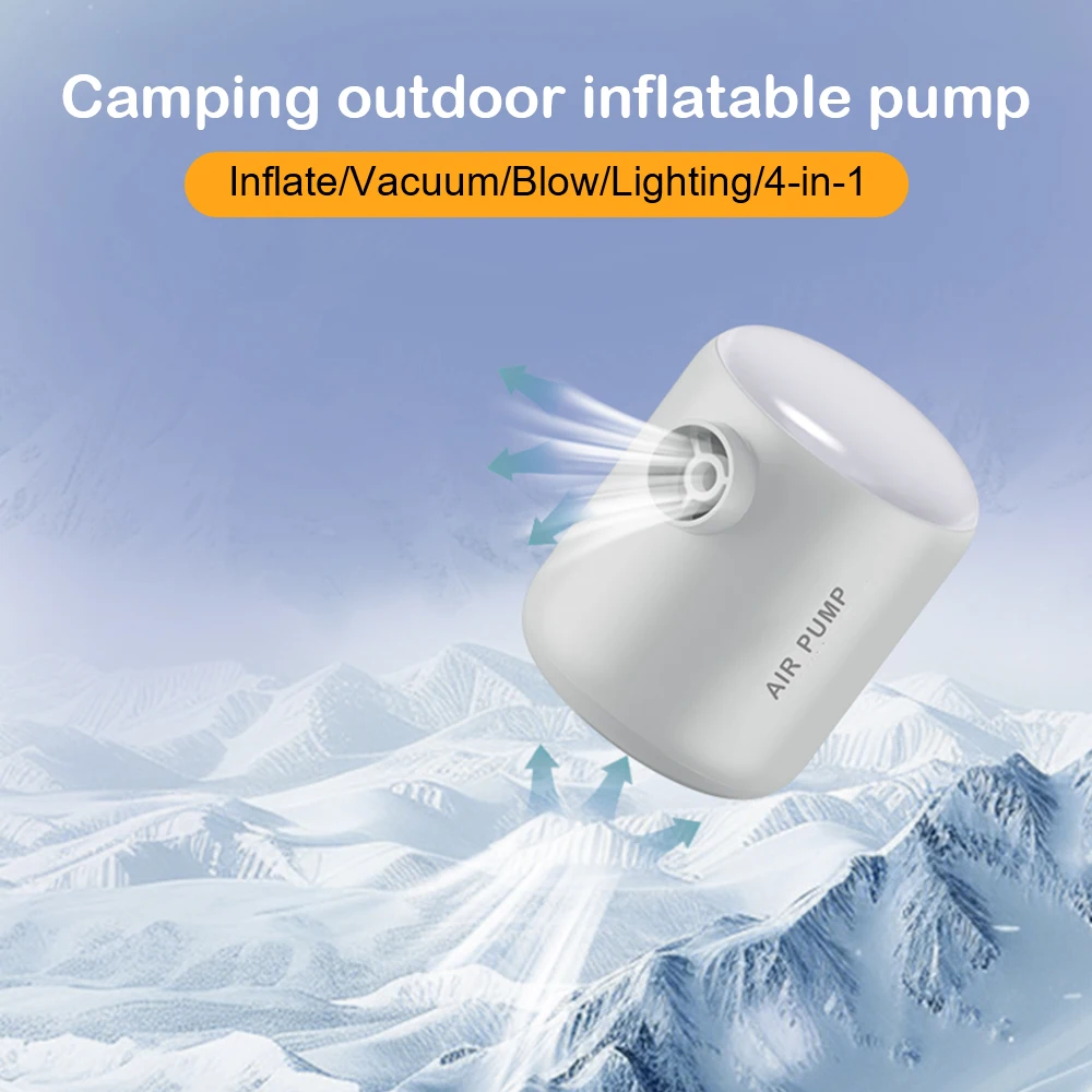 Portable Air Compressor 4Kpa Mini Inflator Air Pump ​For Outdoor Camping Mat Inflate Car Pillows With LED Lantern Outlet Nozzles