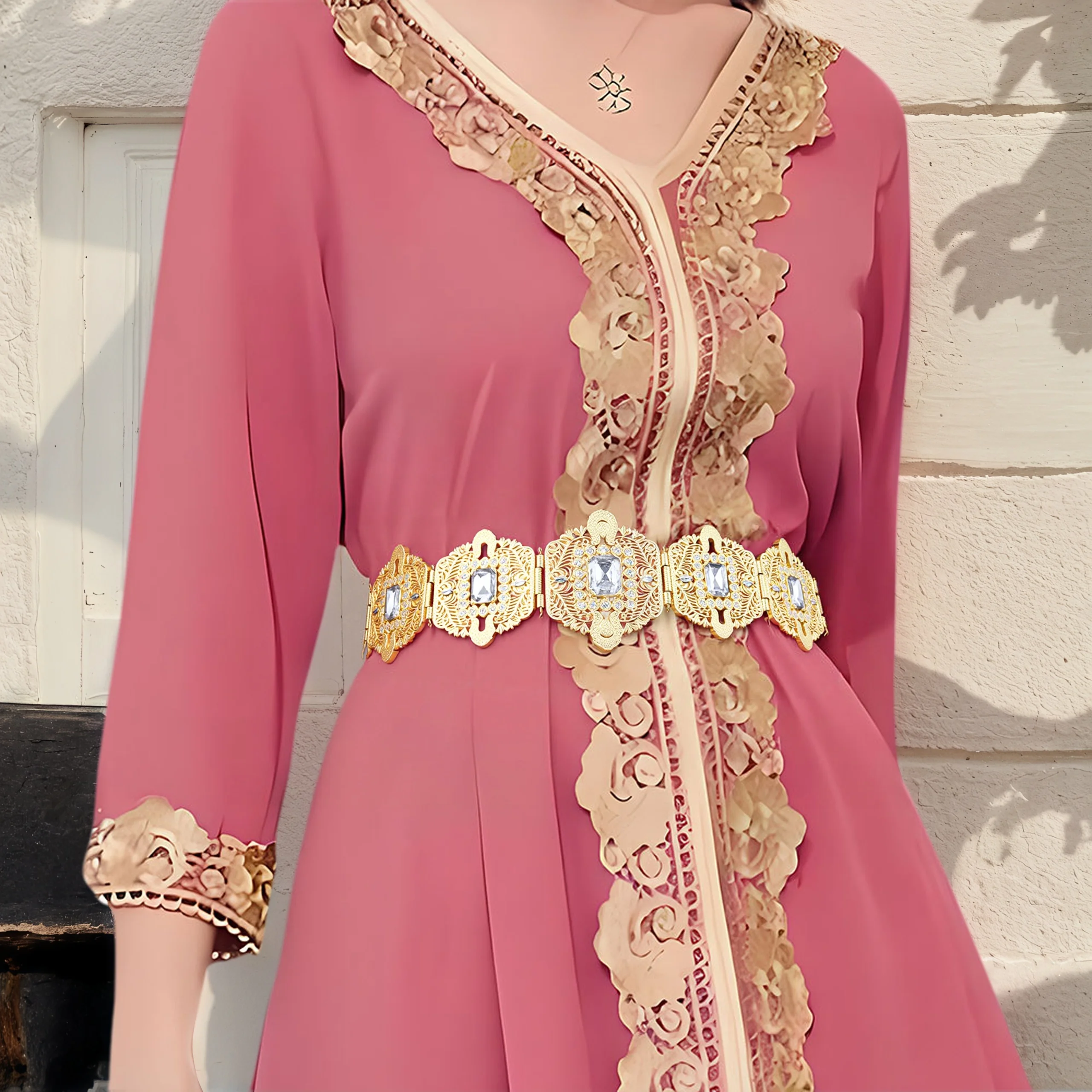 

Шикарный Алжир Марокко кафтан пояс для женщин золотого цвета кристалл металлический пояс с кисточками арабские свадебные украшения