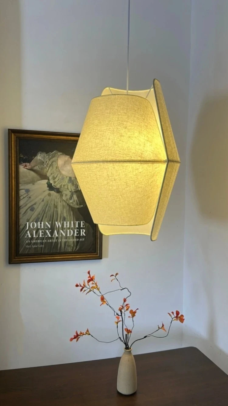 Japanese minimalist pendant light fabric high transparency Nordic fabric pendant light bedroom dining room home lighting fixture