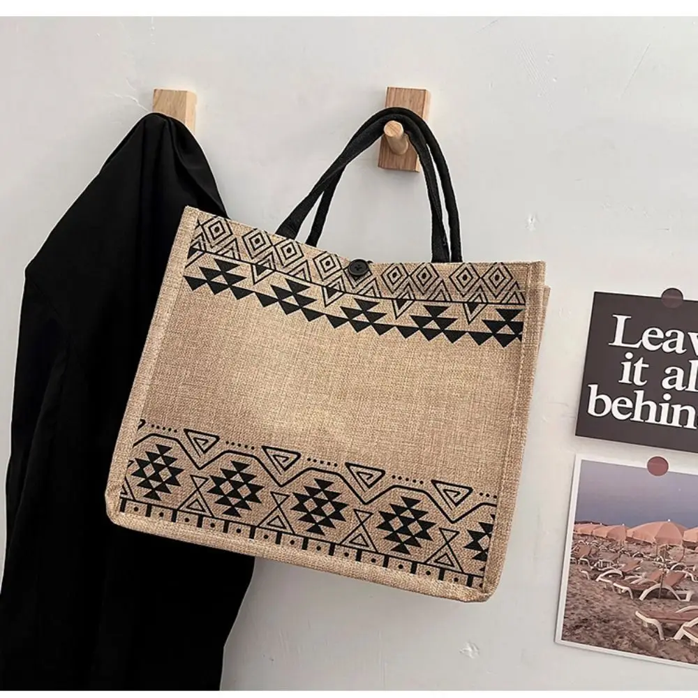 

Lady Large Size Canvas Handbag Vintage National Style Shoulder Bag Eco Canvas Shopping Storage Bag Student