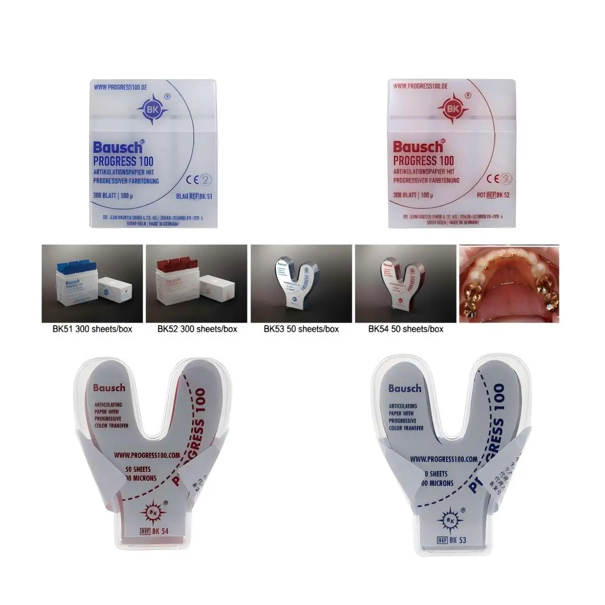 Bausch Articulating Paper–Gradient Occlusion Indicator for Highly Polished Metal Dental Occlusal Paper 100µm Reinforced Fiber