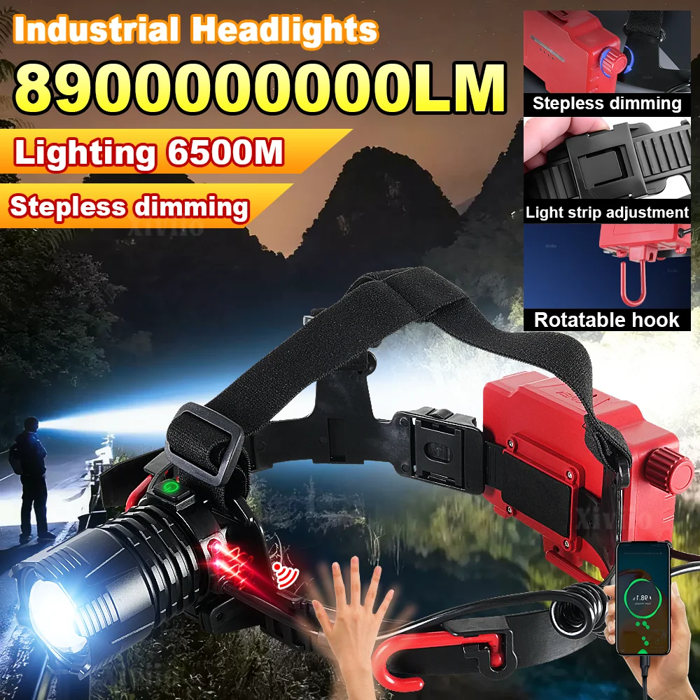 

Новый сверхмощный промышленный налобный фонарь 8900000LM: ультраяркий, многофункциональный, с плавной регулировкой яркости, для спасательных работ и рыбалки,XHP199 Сверхяркие дальние фары,кемпинг,строительство площадки