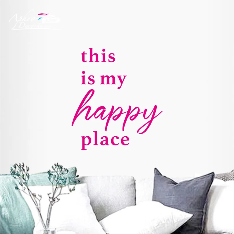 My Room happy place Vinyl Wall Sticker For Kids Room Removable Wall Murals Bedroom Decals vinilo frase pared