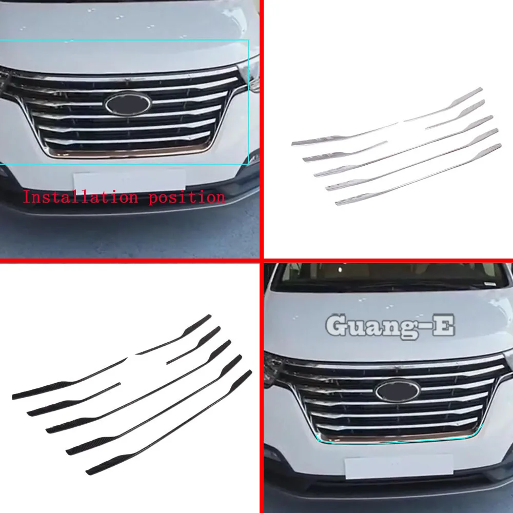 Car Trims ABS Plastic Engine Front Frame Grid Grill Grille Strips Stick Parts For Hyundai Starex H-1 H1 2018 2019 2020 2021 2022