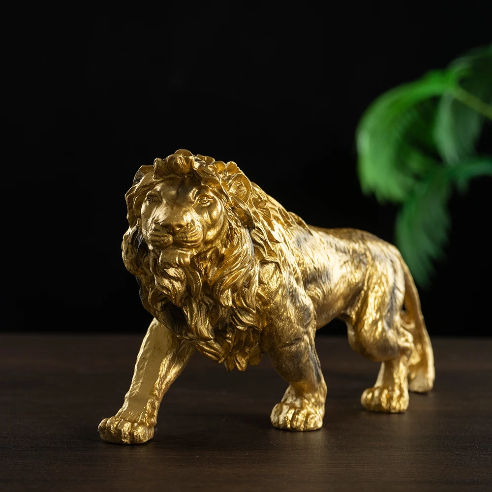 

Lion Figurine Gifts Resin Craftwork Lion Sculpture for Living Room Desk Office TV Stand Animal Statue Home Decoration Crafts