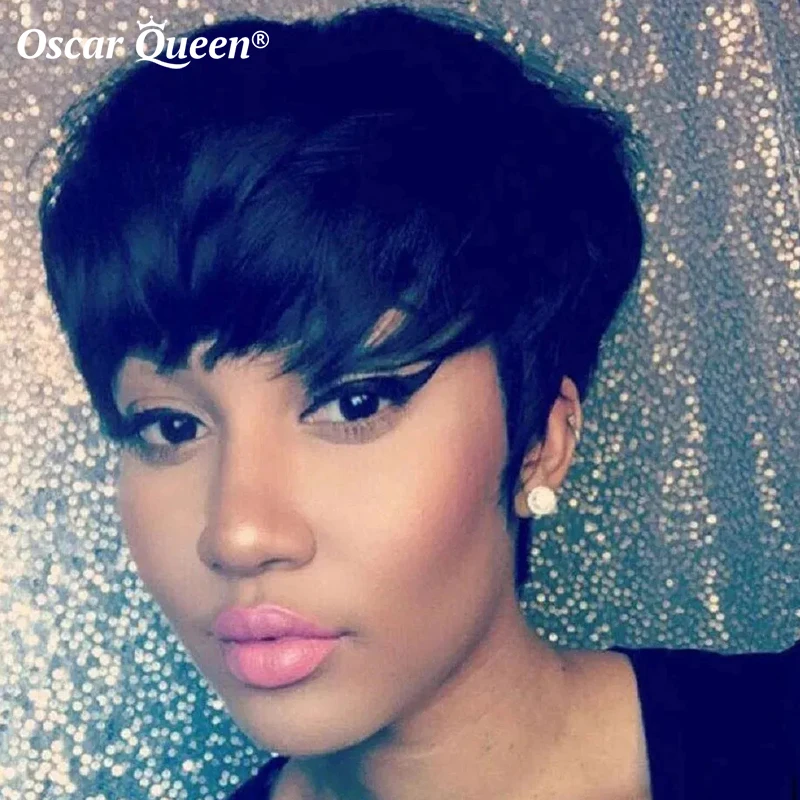 

150% Density Straight Human Hair Wigs Short Pixie Cut Bob Wig Hair For Women Cheap Price Full Machine Made Wig Free Shipping