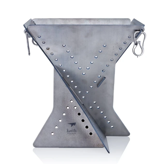 Lightweight Foldable Titanium Bonfire Stove for Outdoor Camping Kitchen Mini Fire Pit with Hinge for Wood Burning Hiking