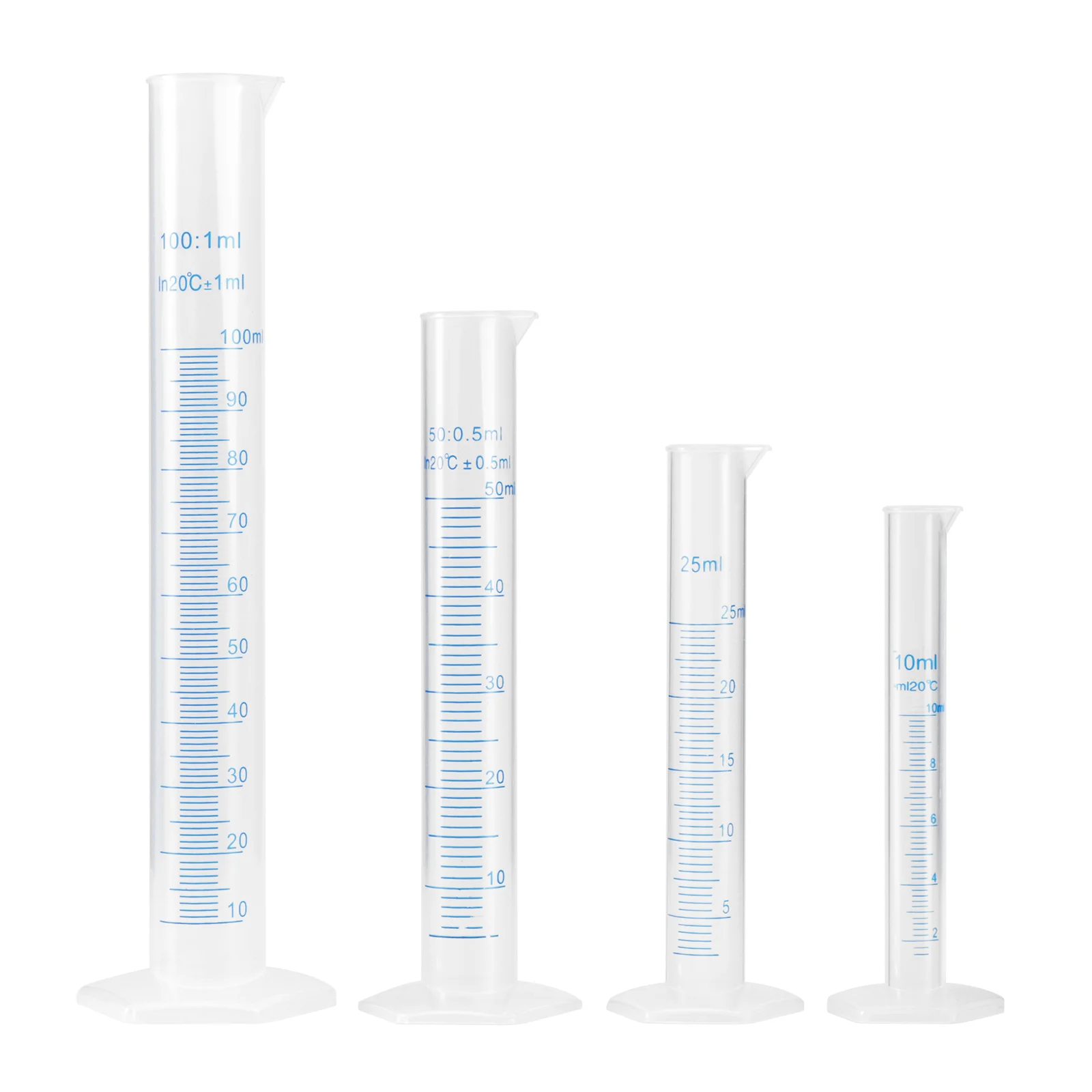 

Cylinder Measuring Graduated Plastic 50Ml Test Tube Set Cylinders Tubes Lab Cup Science Transparent Ml Beakers