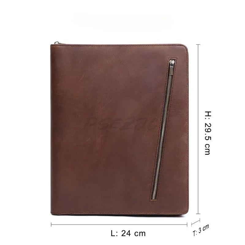 Tablet Portable Crazy Horse Leather Multifunctional Storage Bag High-end Sense Briefcase Real Leather Bag
