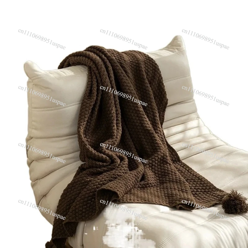 Maderas Knit Throw Blanket with Tassels - Minimalist Decorative Bed End Cover & Sofa Throw in Brown Coffee for Home & Guesthouse