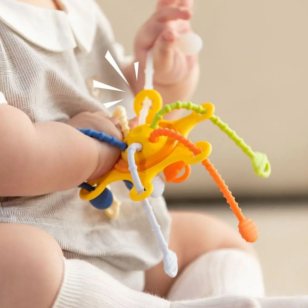 Zabawki sensoryczne dla niemowląt PP, zabawki Montessori, piłka do chwytania, rozwój sensoryczny, silikonowa zabawka ze sznurkiem do ciągnięcia, przenośna, uspokajająca.