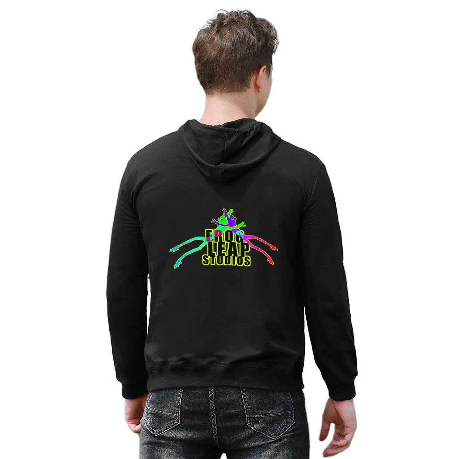 Fan art frog hug rainbow Frog Leap Studios FLS Leo Moracchioli Hoodie men's sweat-shirt set fashion men men wear hoodie graphic