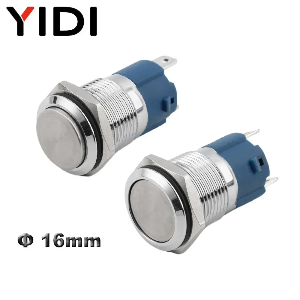 Customized 16mm 10A 250V Metal Anti-vandal Panel Mount Self Reset Lock Push Button Switch Momentary Latching On Off Pushbutton