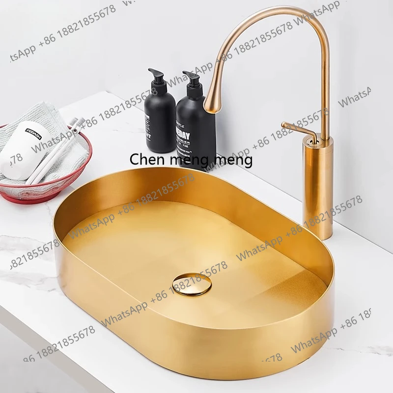 

Golden wash basin 304 stainless steel table basin Oval bathroom face wash basin