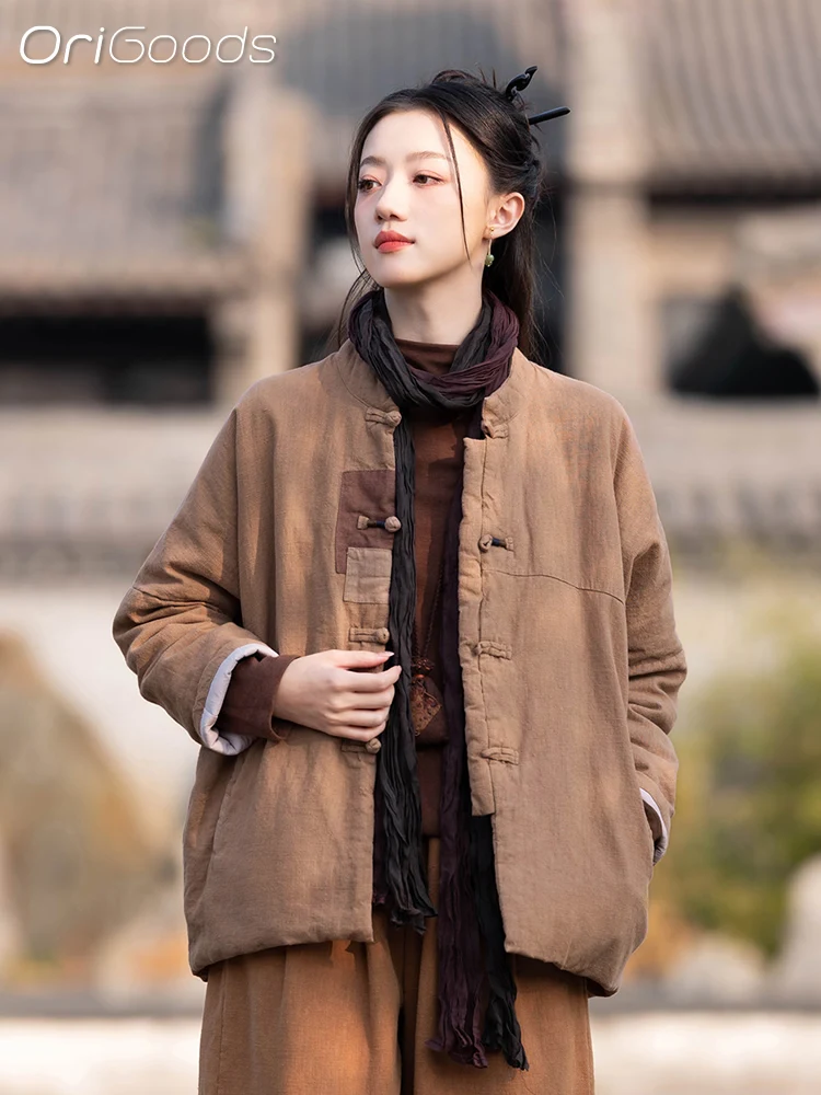 OriGoods Chinese Style Winter Coat Women Cotton Padded Thick Warm Jacket Winter Clothes Loose Vintage Mori girl Padded Coat C002