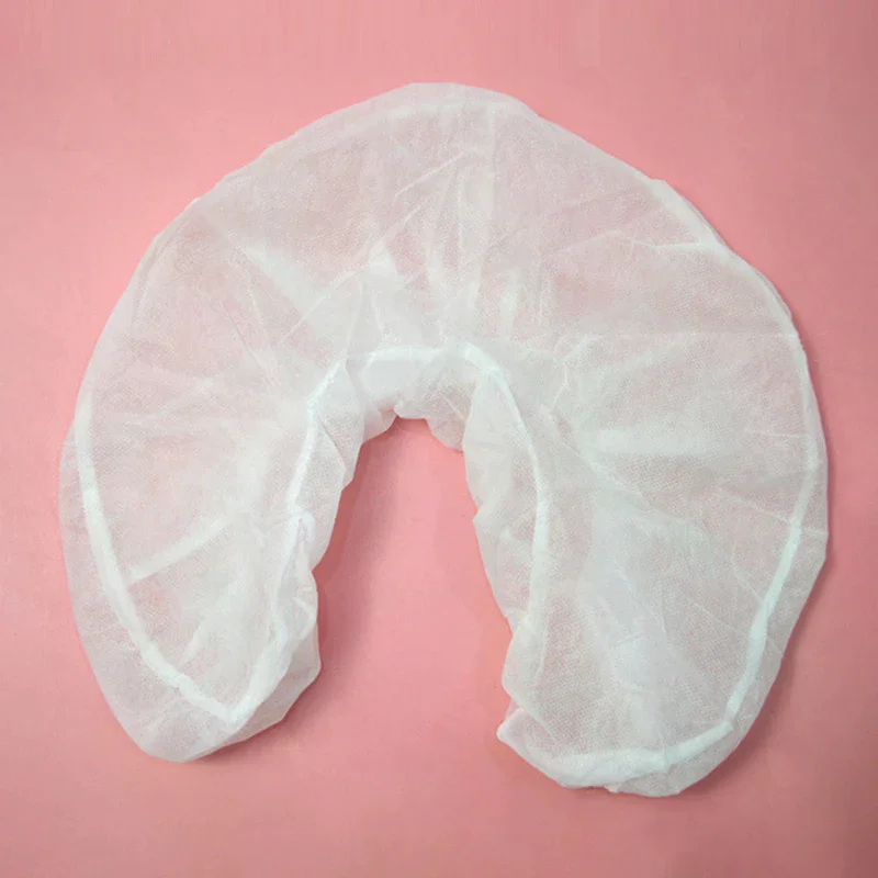 50 個/パック ヘッドレストカバー フィットタイプ 使い捨て マッサージ フェイスレスト クレードルカバー ホワイトカラー U 字型枕カバー 弾性不織布