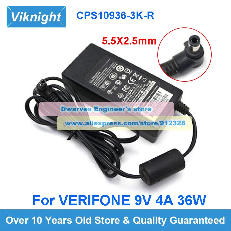 

Genuine 9V 4A 36W AC Adapter CPS10936-3K-R Charger For VeriFone J09110904R AU1360903N Power Supply 5.5x2.5mm