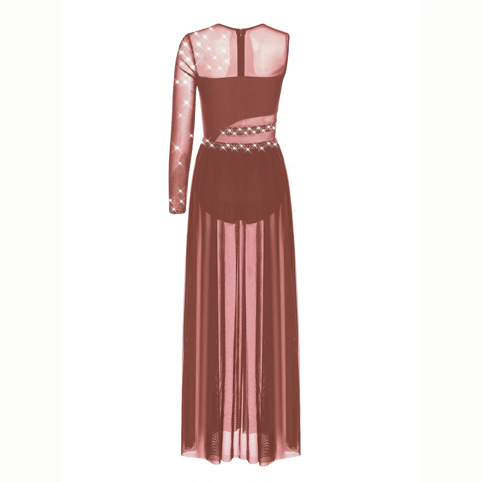 Frauen Lyrical Strass Ballett Ballsaal Walzer Tanz Outfits Sheer Mesh Zeitgenössische Ballett Bühne Leistung Tanz Kleid