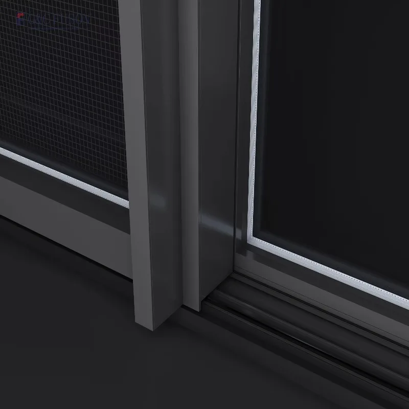 Fuson Powder Coating Glass Doors And Windows Narrow Double Glazed Tempered Glass Energy Efficient Aluminum Sliding Windows