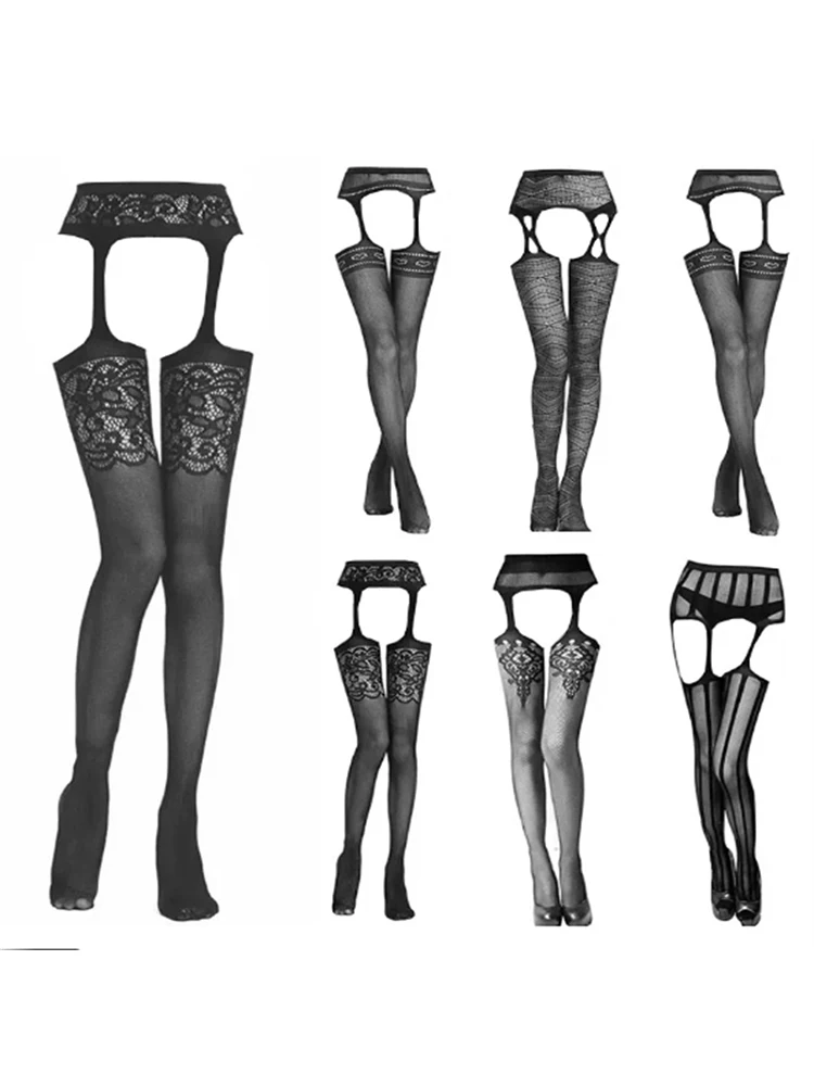 Noir Sexy résille porte-jarretelles bas jarretelles collants cuisse haute été Sexy Legging chaud