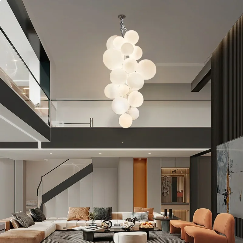 SANDYHA Modern LED Ceiling Chandelier Art Glass Grape Design Nordic Style Light Fixture for Living Room Dining Room Bedroom Home