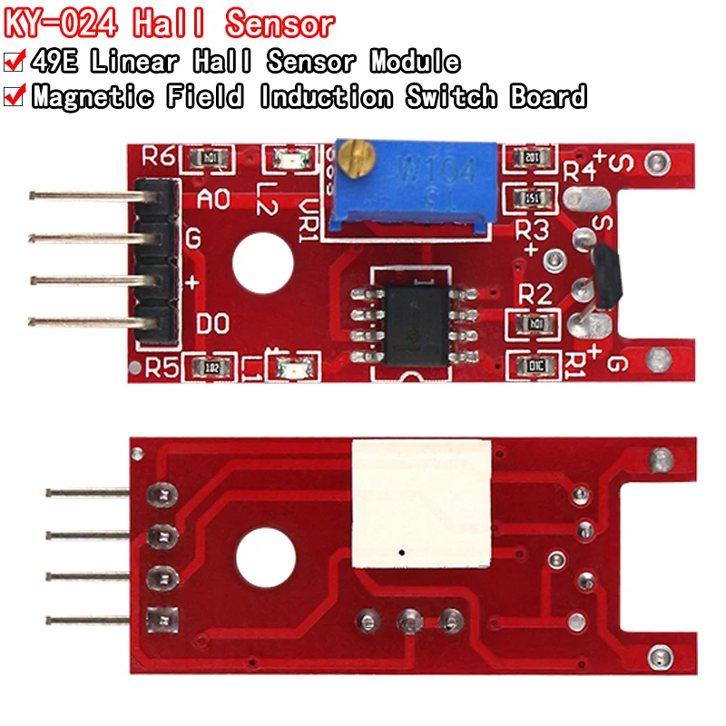 1~10Pcs KY-024 Linear Magnetic Hall Sensor Board Switch Speed Counting Hall Sensors Module For Arduino Diy KY024 Hall Sensor