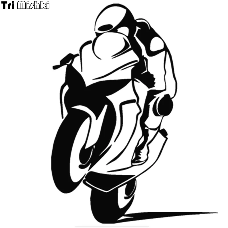 Tri Mishki HZX352# 19.6*15cm biker on board Car Sticker Vinyl Decals Reflective Sticker on Car Motorcycle Truck Bumper