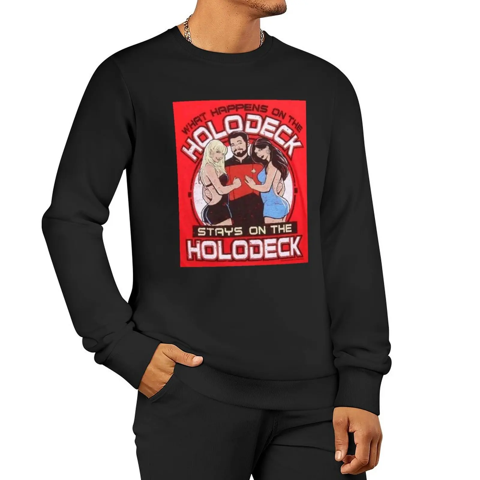 what happens on the holodeck stays on the holodeck Pullover Hoodie korean autumn clothes men's sweatshirts