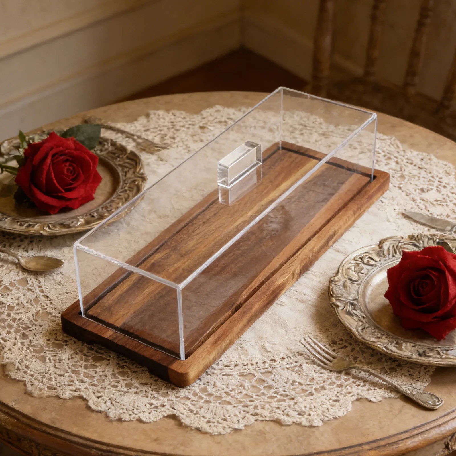cake-box-bakery-display-case-with-lid-wood-dessert-tray-showcase-acrylic-holder-carriers-clear-plate-platter-dessert-containers