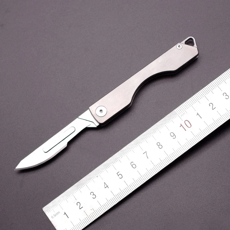 

Outdoor EDC Titanium Alloy Mini Scalpel Cutting Paper Sharp Folding Knife Utility Knife Portable Open Express Knife