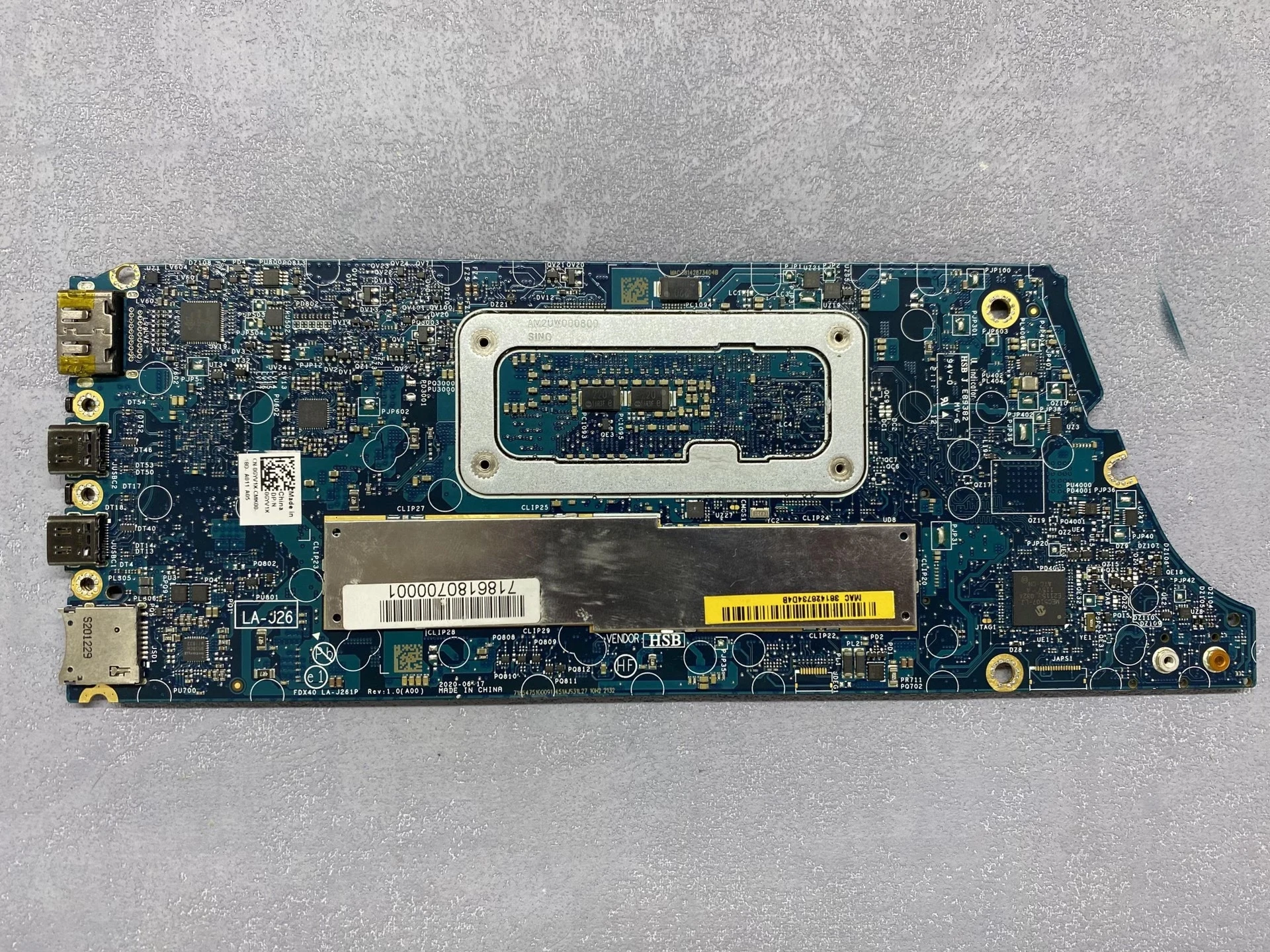 Original For DELL Latitude 7310 7410 Laptop Motherboard LA-J261P I5-10210U/10310U/I7-10610U 0GYV1X 0XF8WR 0FDX40 00N7RN