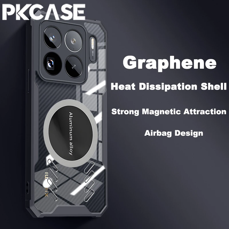 PKCASE Stoßfeste Wärmeableitende Handyhülle für Xiaomi 17 Pro Max 15 Ultra 15s 15T Pro Magnetische Transparente Schutzhülle