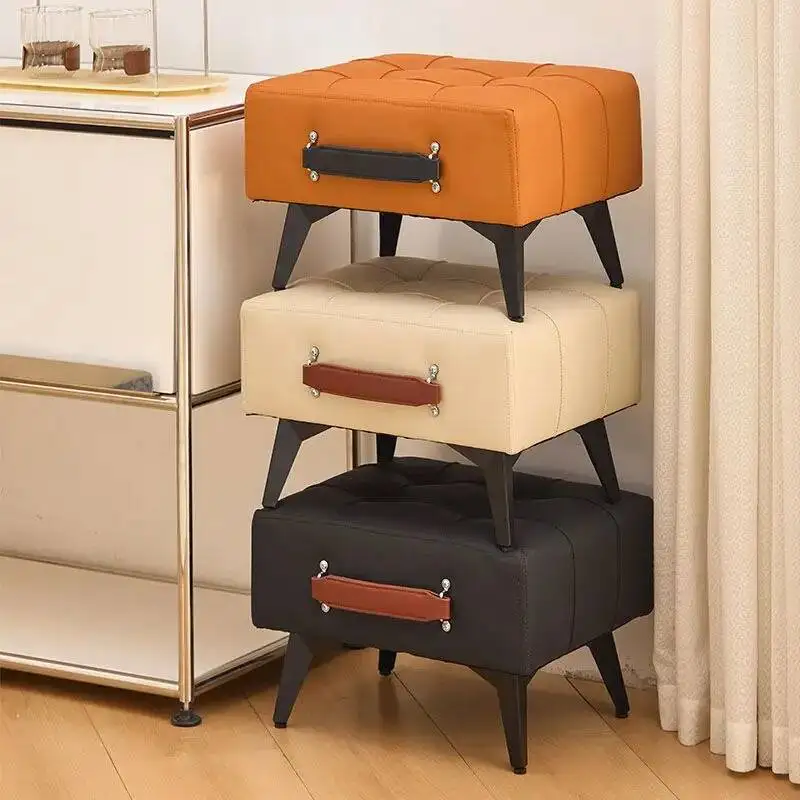 High-end Quality Cat Scratching Leather Stool Stylish Home Living Room Sofa Shoe Bench New Simple and Durable Shoe Changing