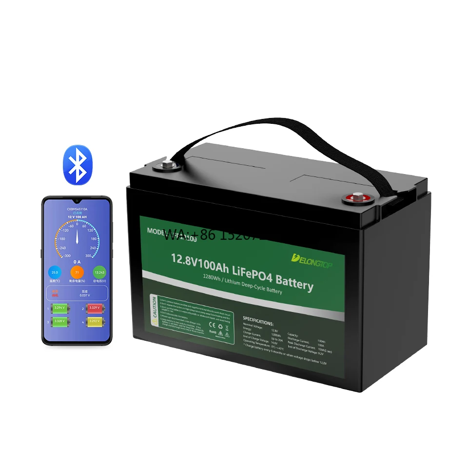 

Батарея 12v100AH 120AH 12,8v 100ah с управлением через приложение Перезаряжаемая литиевая батарея Deep Cycle Lifepo4