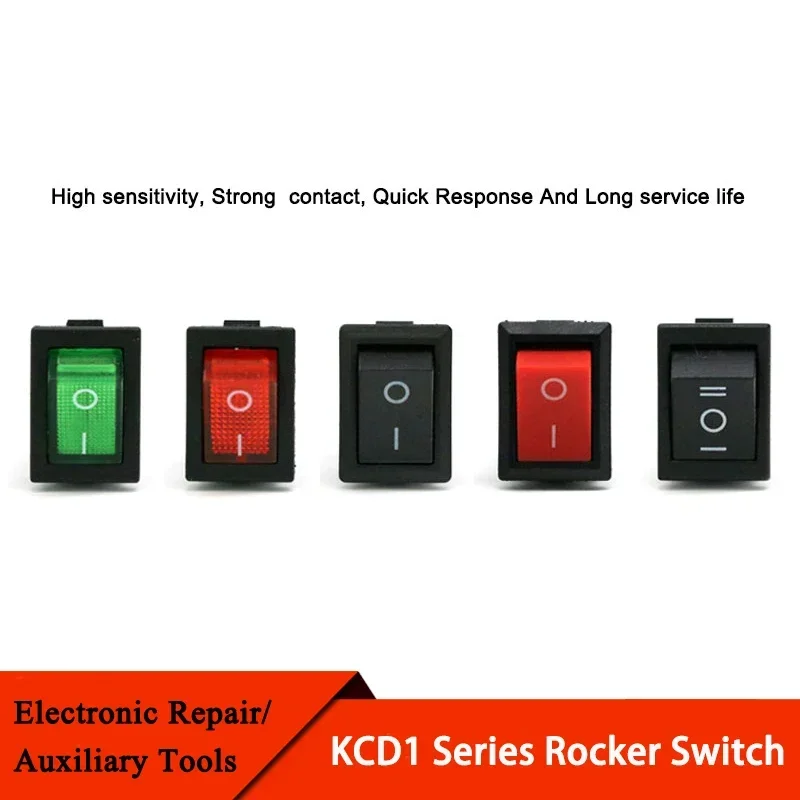 1/5/10Pcs KCD1 Series 2/3/4/6 Pin 2/3 Boat Car Rocker Position Power Switches 6A/250V 10A/125V AC 15mm x 21mm Black Red Green