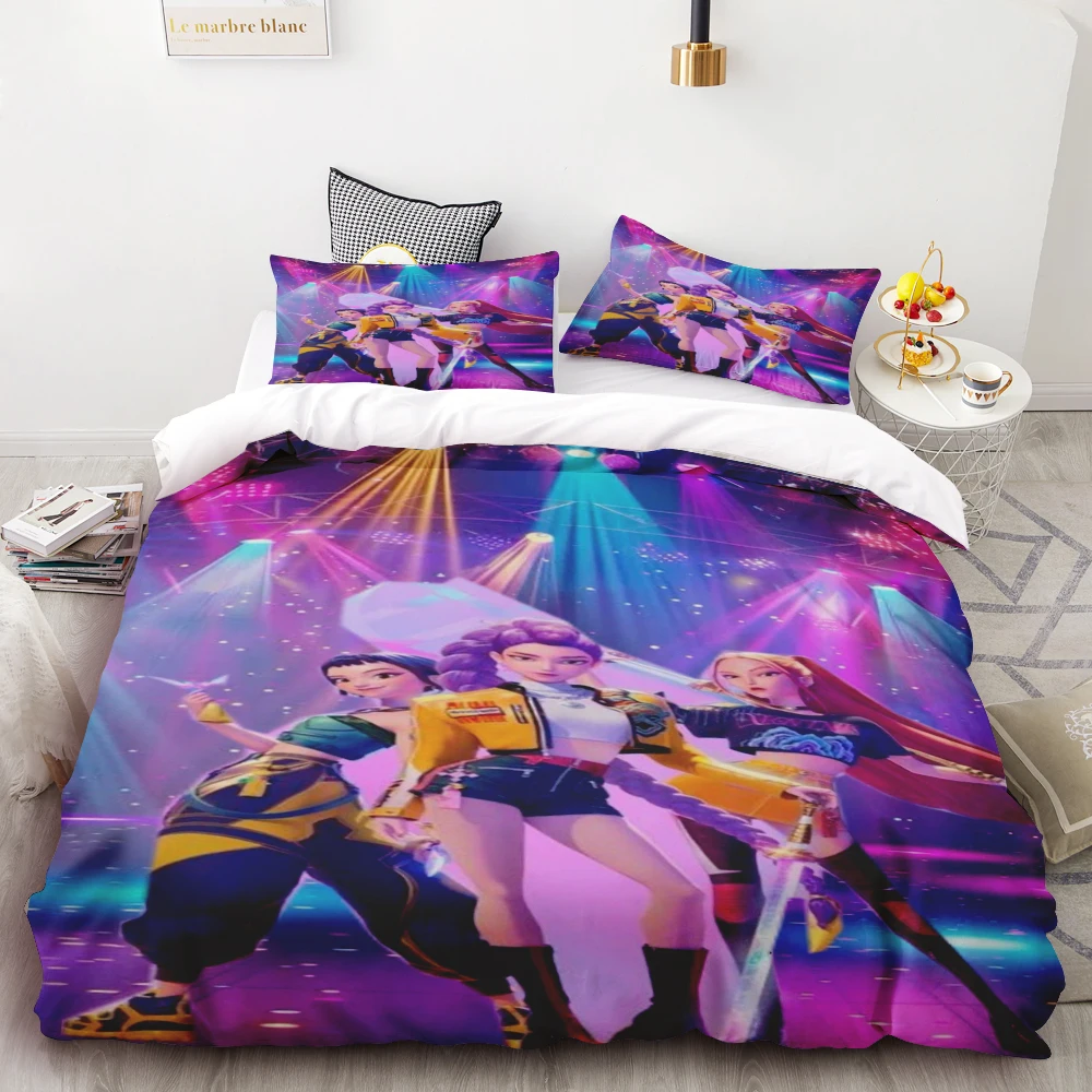 

Demon Hunter Girls Duvet Cover Set Cartoon Bedding Set with 2 Pillocase Quilt Cover Bedroom Home Decor Birthday Gifts