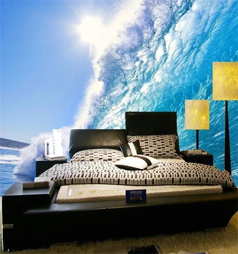 Beibehang personalizado 3d el mar azul profundo surf olas del océano grandes murales TV telón de fondo foto papel tapiz mural de pared