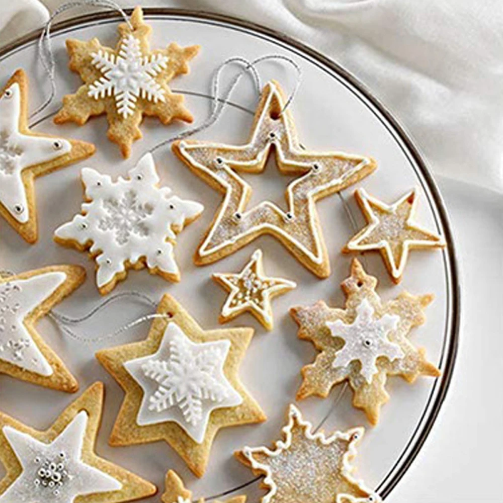 20pcs Cookie Cutters Snowman Christmas Tree Snowflake Star Shape Stainless Steel Pastry Biscuit Mold