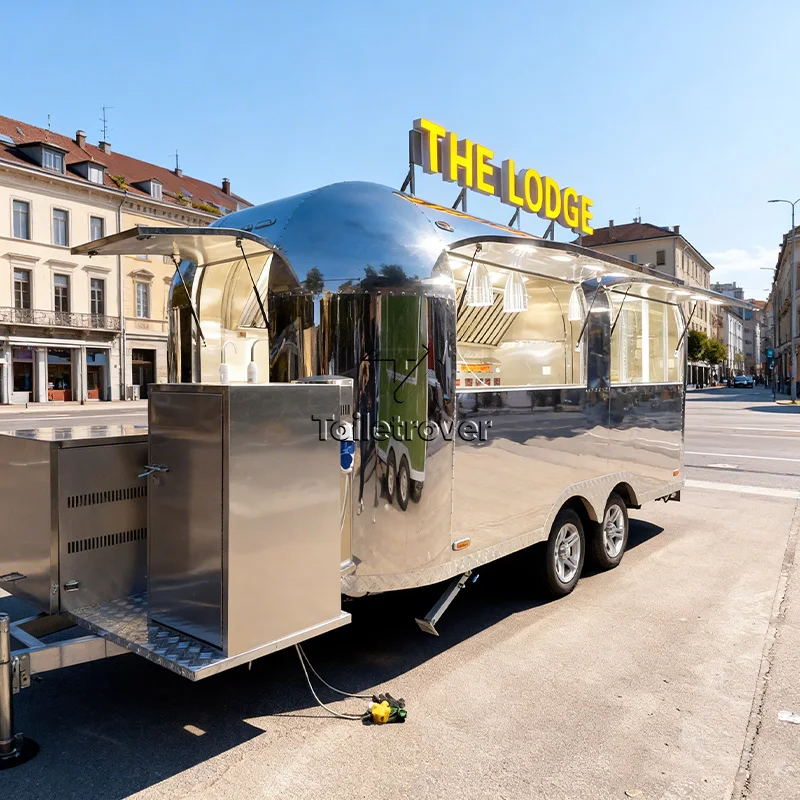 

Vintage Fashion Commercial Food Truck Trailer Mobile Food Truck Equipped Full Kitchen Bbq Food Trailer with Porch