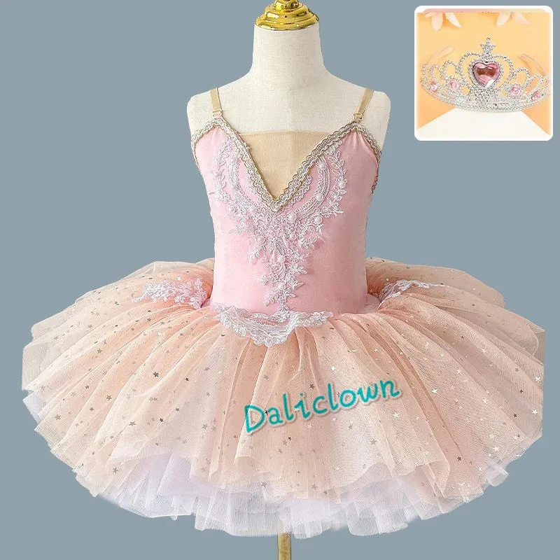 ชุดบัลเลต์เด็กผู้หญิงสีฟ้า CyPink รุ่น Professional Ballet Tutu สำหรับการแสดง Swan Lake ชุดบัลเลต์ทรงแพนเค้ก ชุดเจ้าหญิงสำหรับงานปาร์ตี้ ชุดเต้นบัลเลต์เด็ก ชุดคอสตูมเต้นรำ